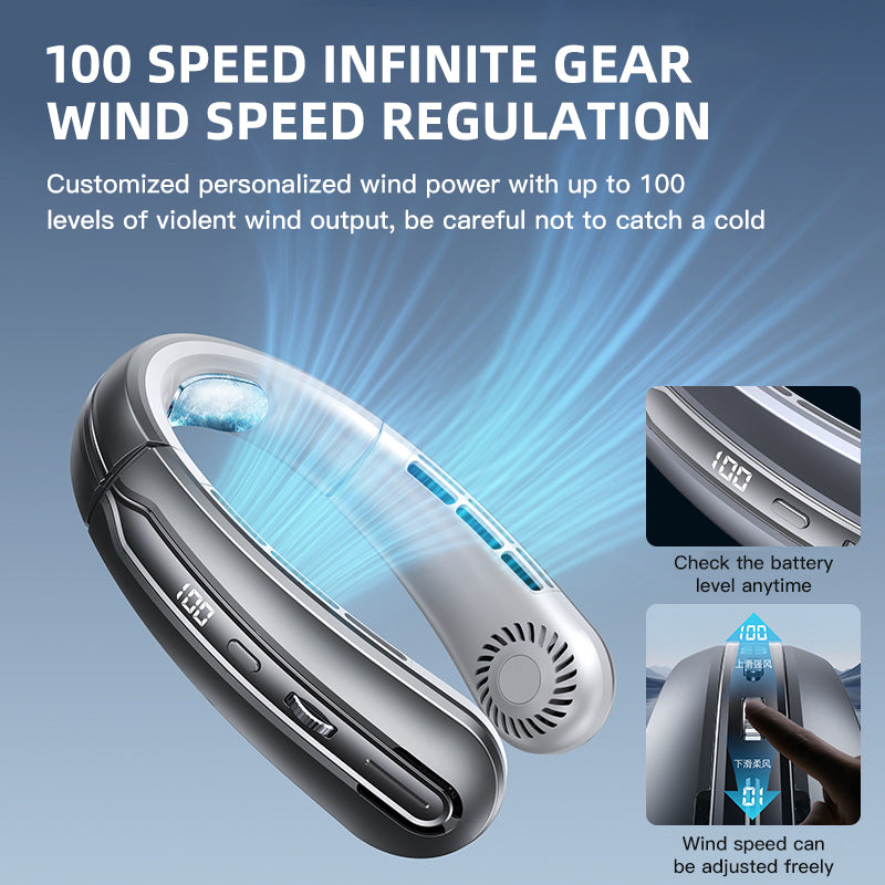 Portable Neck Fan with Digital Display